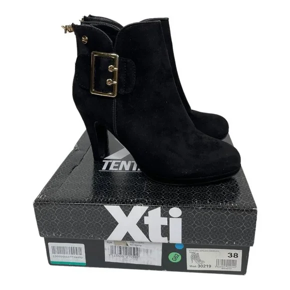 Xti Womens Ankle Boots Black Suede Size 7 - Picture 10 of 10